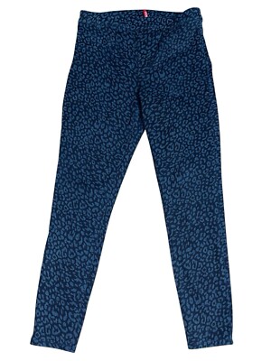 Spanx Jeans Womens Medium Jean-ish Ankle Leggings Pull On Blue Jeggings Leopard