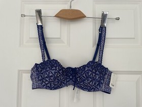 Aubade Bahia Half Cup Purple Embroidered Bra 36C