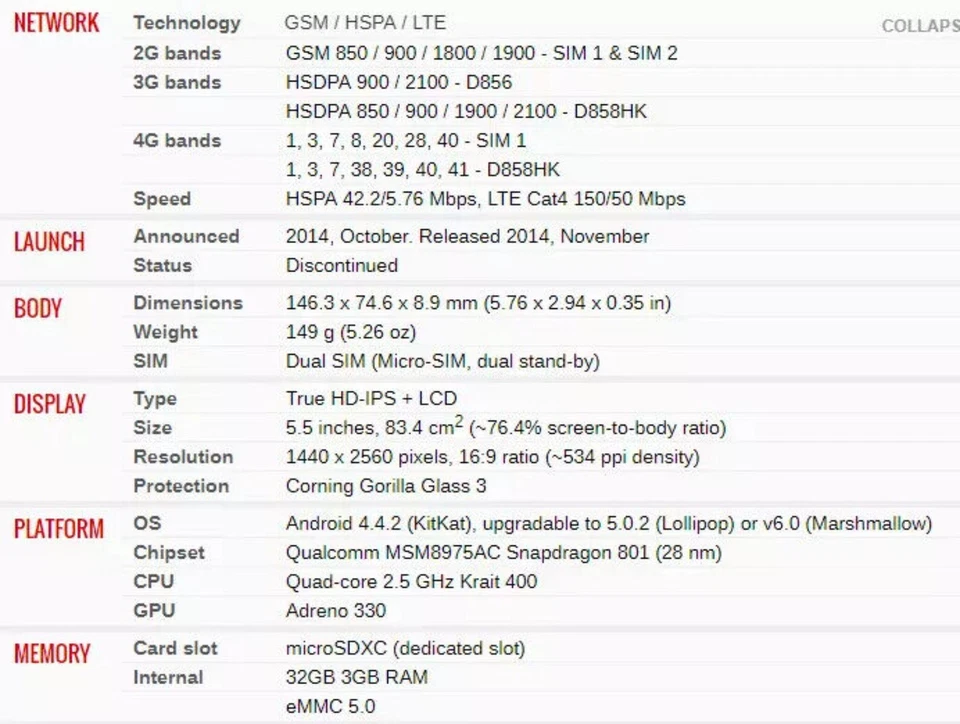 LG G3 Original Unlocked 5.5 Inches FM Radio WIFI 32GB ROM 4G Mobile Phone - Immagine 4 di 4