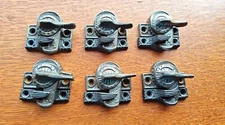 Six Antique Fancy Eastlake Victorian Window Sash Locks "Eagle Claw" c1885