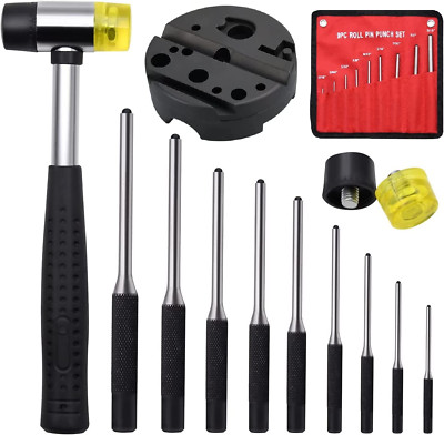 14Pcs Removing Repair Tools, Including Universal Block, Pin Punches and Hammer