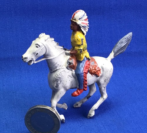 BRITAINS LEAD INDIAN ON WHITE HORSE WITH MOVEABLE ARM REF: 23C - Picture 2 of 5