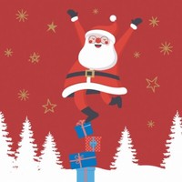 20 Servietten Santa Time Weihnachtsmann Geschenke Tannen Lustig Rot Deko 33X33Cm