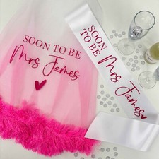 Personalised Pink Bride To Be Veil&Sash Set Pink Hen Party Gift Bride Accessory