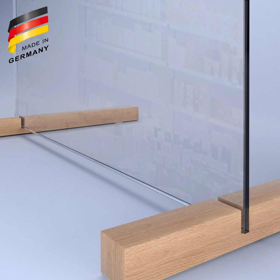 GLASWERK24 - MADE IN GERMANY Spuckschutz 8mm echtes ESG SICHERHEITSGLAS Hustenschutz Thekenaufsatz F1