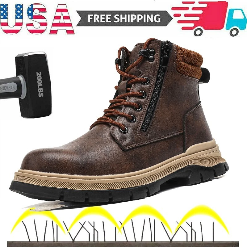 Mens High Top Sneakers Steel Toe Work Shoes Indestructible Shoes Water resistant