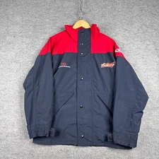 Vintage Budweiser Jacket Mens Medium Blue Embroidered Employee Work Coat 90s USA