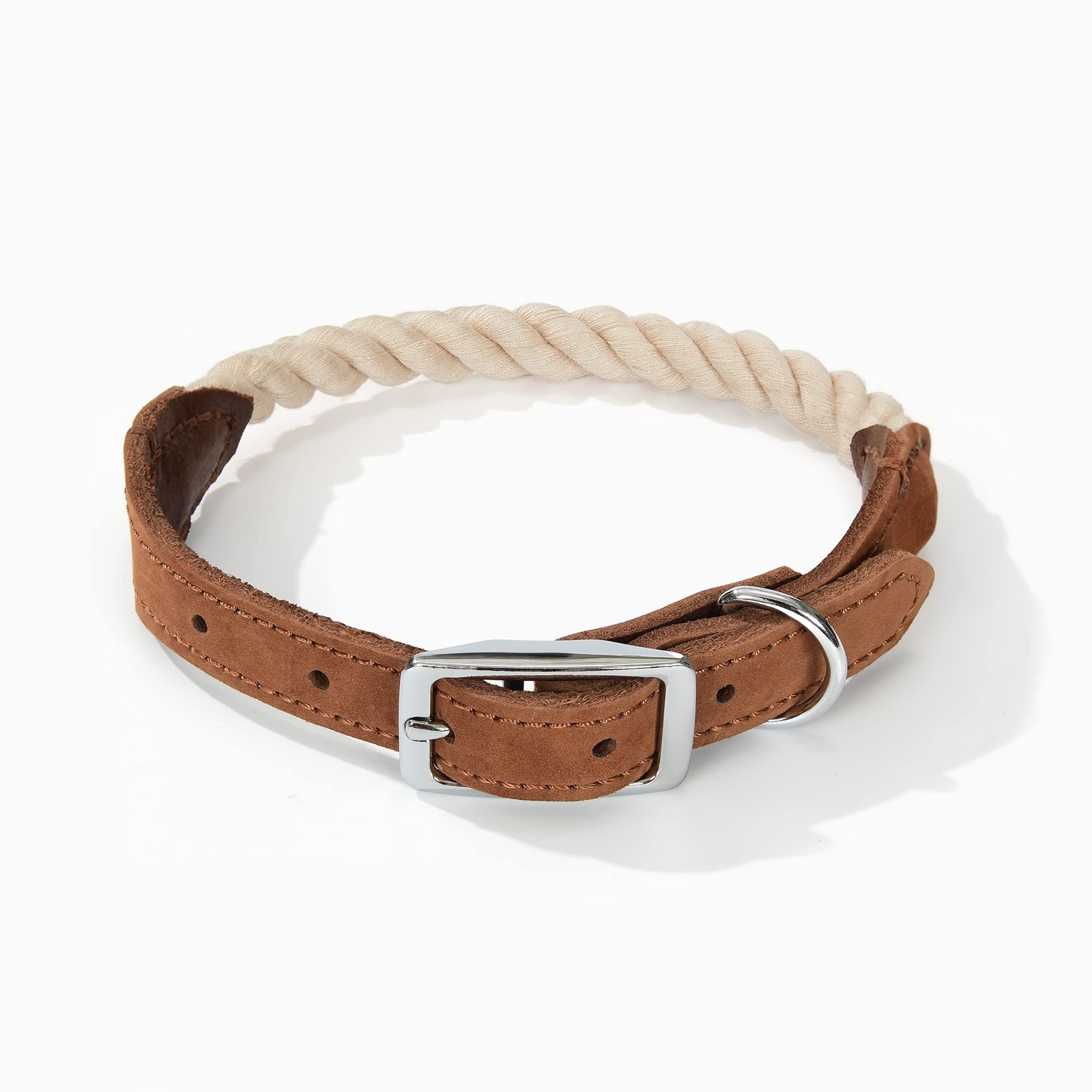 Collier pour chien en corde de coton et acier inoxydable noir