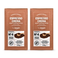 by Amazon Espresso Crema Ground Coffee 500g (2 x 250g) - Rainforest Alliance Ce 19.72 per kilo