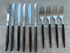 Vintage Ekco Eterna Canoe Muffin Flatware Fork Knife 10 pieces