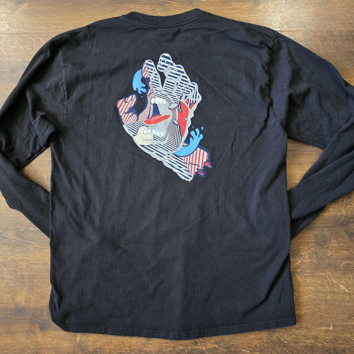 Vintage Santa Cruz NHS Shirt Large Black Screaming Hand Long 