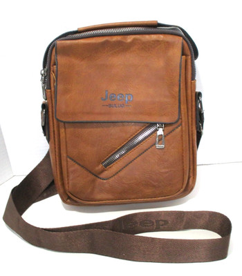 Jeep Buluo Mens Messenger Bag Brown Faux Leather Crossbody Satchel Travel