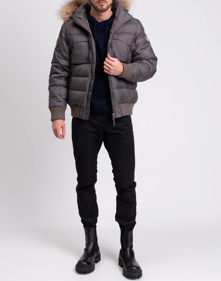 RRP €345 DOLOMITE Down Quilted Jacket Size XL Raccoon Fur Trim Elbow Patches - Image 2 of 4