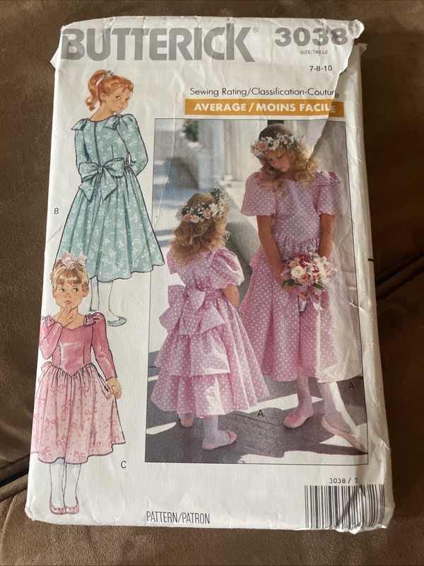 Butterick 1998 Girls Sewing Fancy Dress Pattern #3038 (Size 4-5-6)