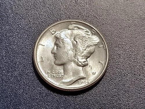 Choice/Near Gem BU 1944-P Mercury Dime (flat strike)