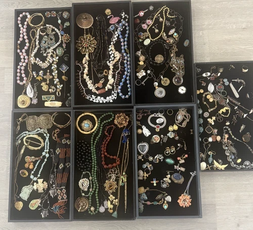 ANTIQUE VINTAGE ART DECO ART NOUVEAU JEWELRY LOT - Costume Silver Gold Filled