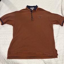 Vintage Russell Athletic Auburn Tigers Polo XL Made In USA Striped Blue Orange