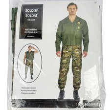 Camouflage Military Soldier Costume Adult XL Green 2 Pc Removable Sleeves