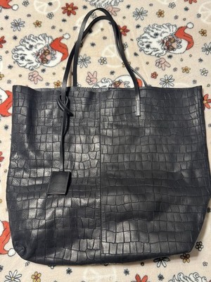 LINDE GALLERY ST BARTH BLACK LEATHER TOTE BAG PURSE EXCELLENT COND