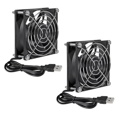 USB 5V 80MM Cooling Fans with Metal Grill for Computer and Laptop 2-Pack