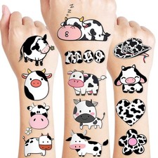 Cow Temporary Tattoos Pre Cut Stickers 96 Designs Perfect For Party Favors