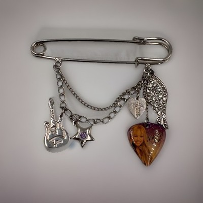 Disney Hannah Montana Charm Brooch Pin Guitar Star Wing Dangle Y2K RARE HTF