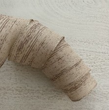 5 YARDS CHRISTMAS TAN  BROWN PRINT WITH GOLD WIRED EDGE RIBBON,  2 1/2" Wide