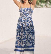 Anthropologie Smocked Slip Midi Dress Printed Ruffle Flounced Beach M NWD 263721