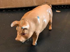 Vintage Johillco Lead Pig – Marked COPYT. J HILL & CO England – Toy Farm Animal