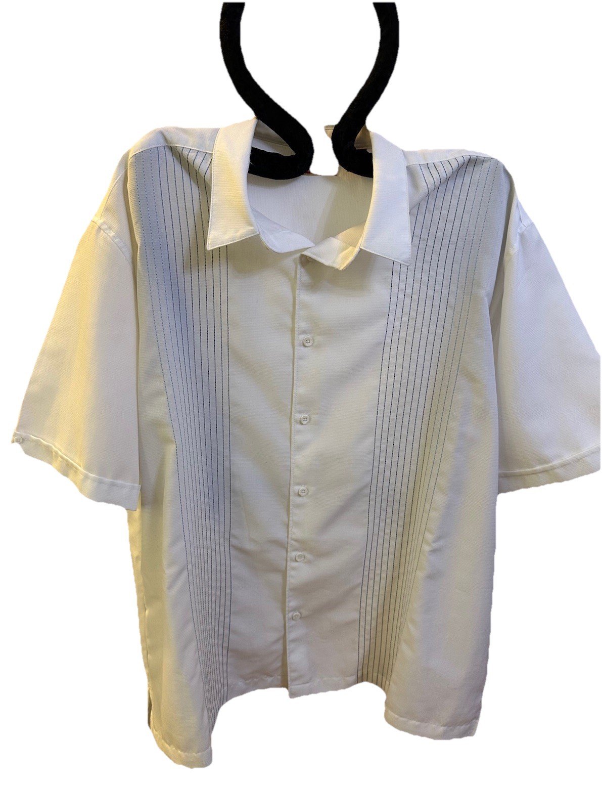 Havenera  Embroidered Stripe Men’s White Shirt Size XXL Short Sleeve, Easy Care