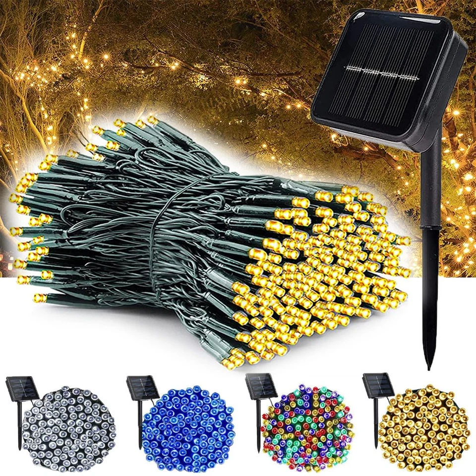 Solar Panel Powered 100-500LED Fairy String Lights Outdoor Garden Christmas Tree - Image 2 of 4