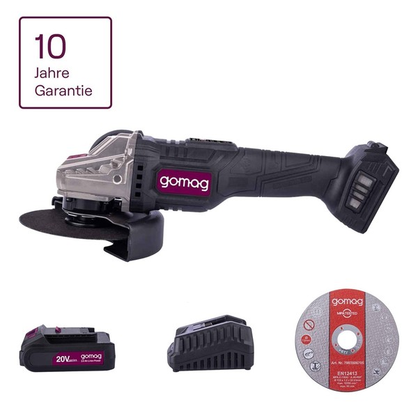 Gomag Akku Winkelschleifer GO-WS125BL 20V Ø125Mm & Starterkit + Trennscheibenset-image
