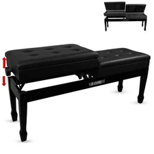 5 Core Duet Piano Bench 3.5 Inch Padded Cushioned Double Seater Wooden Stool