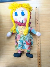 Vintage Raggedy Ann Type Cloth Doll 18", Closed Eyes, 1975 Brooklyn Doll Co. 