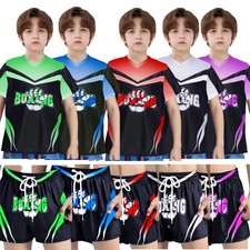 Kids Boys Boxing Outfits Training Sports T-shirts And Shorts Set Boxer Costume