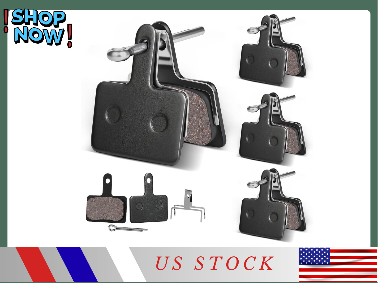 4 Pairs Bike Disc Brake Pads Resin Semi Metallic Compatible with Shimano Tektro