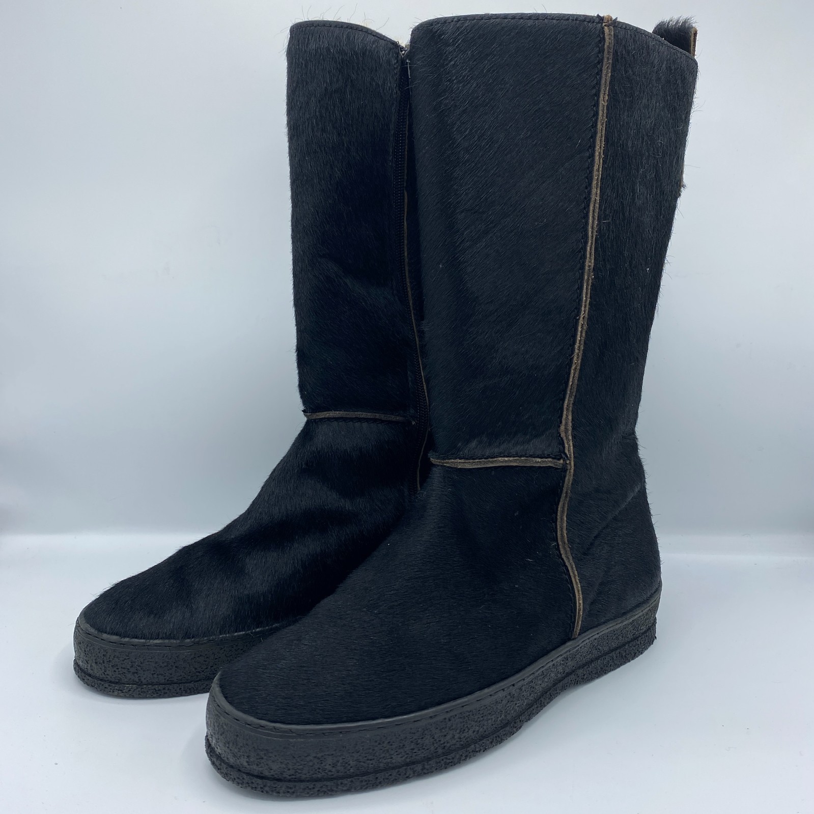 Botas de invierno Ammann Suiza forradas de piel de oveja de cuero negro para mujer UK6