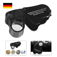 60 Fach Lupe Taschenlupe Mikroskop Vergrösserung Juwelier Uhrmacher Glas mit LED
