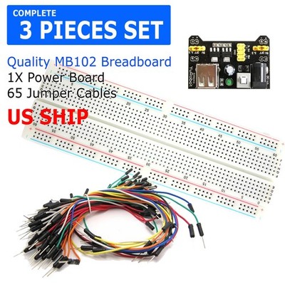 MB-102 830 Point Prototype PCB Breadboard+65pcs Jump Cable Wires+Power Supply