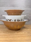 Pyrex Vintage Cinderella Early American Brown Mixing Nesting Bowls Gold-set Of 3