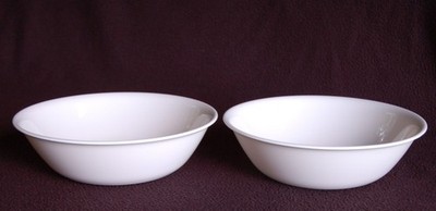 Pair of Corelle ~ Very LIGHT Beige, SANDSTONE ~ 1 Qt. Serving Bowls ~ Used