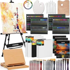 VISWIN All-in-One Art Painting Kit with With Two Easels, White, Black