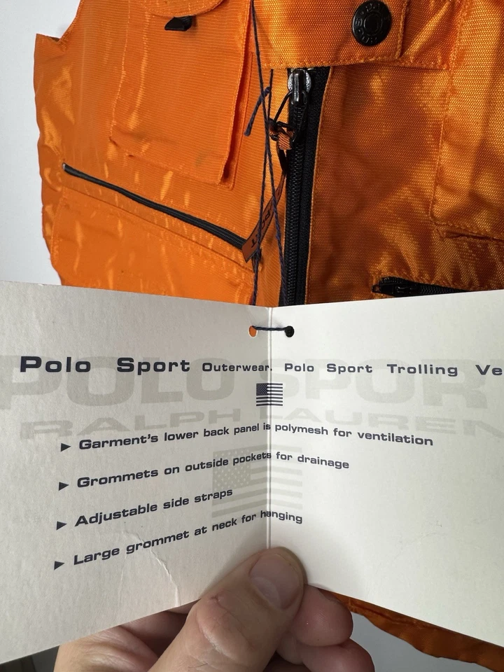 Polo Ralph Lauren Mediano Naranja Utilitario Deporte Chaleco Abrigo Chaqueta De Colección Sin Stock Foto 3 de 4