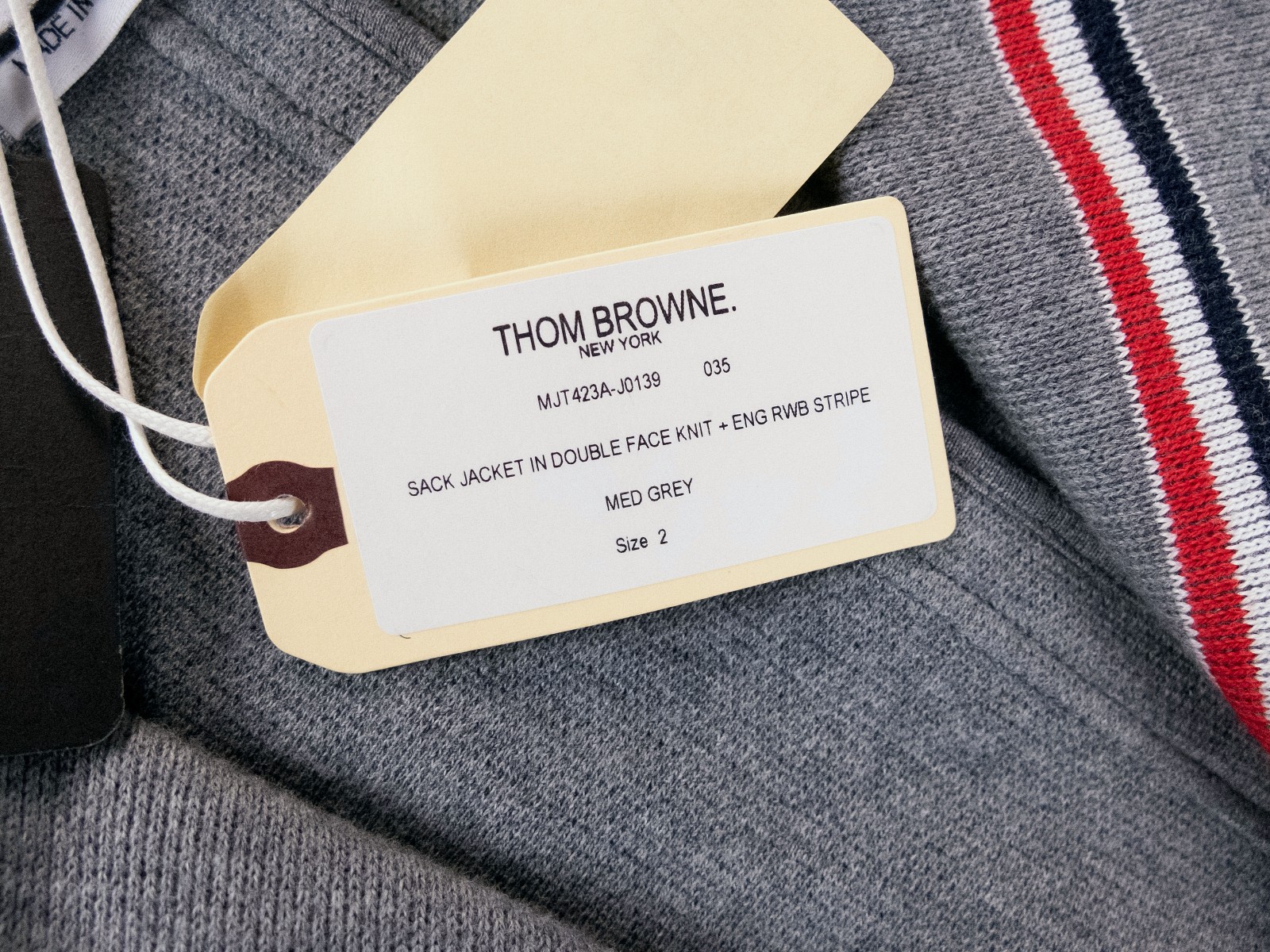 THOM BROWNE gray double face knit cotton Sack jacket Size Medium authentic image 7