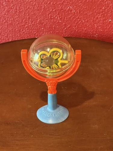 Vintage Fisher Price Baby Rattle Butterfly Ball, Suction Cup Base 1981