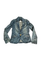 Marc Jacobs Vtg Y2k Blue Denim Jean Puff Sleeve Fitted Tailored Blazer Jacket 8