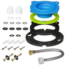 Toilet Flange Repair Kit with 16" Stainless Steel Supply Hose Blue and Silver
