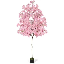 6FT Tall Cherry Blossom Artificial Tree, Fake Tree w/Plastic Nursery Pot, Pink