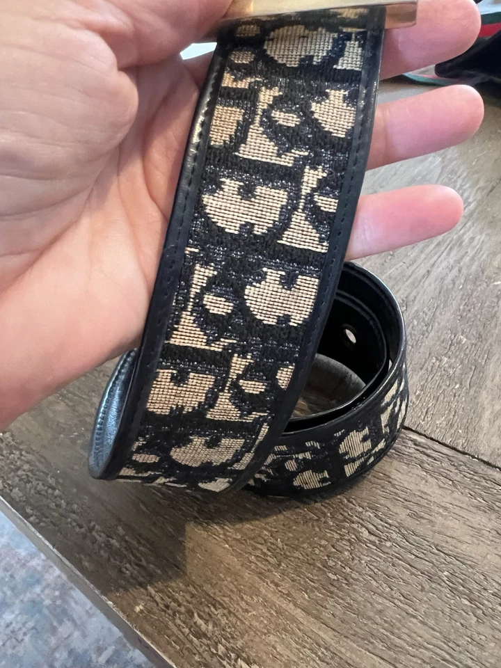 Christian Dior Trotter Pattern Belt Navy Vintage Total Length 76cm Authentic - Image 4 of 4