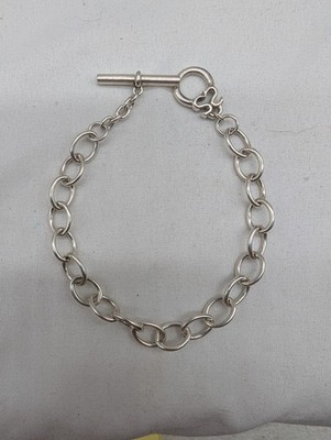 SLANE & SLANE Sterling Silver Classic Oval Link Bracelet Toggle Clasp 7.5''